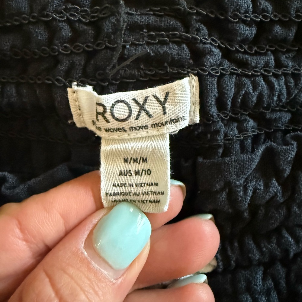 Roxy Women's Black Linen  Drawstring Pants - Picture 3 of 4